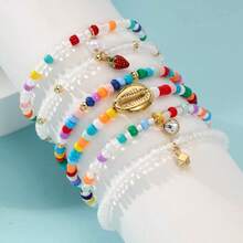 6pcs/Set Fashion Strawberry Beaded Bracelets - Multicolor - View 1
