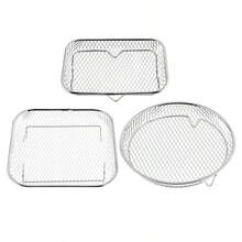 3pcs Set 304 Stainless Steel Multi-Function Air Fryer Accessories Kit - Baking Rack, Steamer Rack, Dehydrator Rack, Layered & Detachable - Silver - View 5
