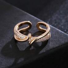 1 pieza Anillo abierto clásico con circonita cúbica de moda, adecuado para uso diario, de fiesta y casual de mujeres - anillo abierto - Ver 10