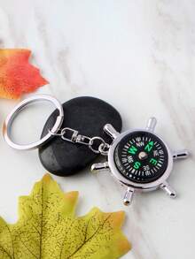 1 pieza/10 piezas Llavero personalizado con grabado láser, llavero de recuerdo con brújula y timón creativo, pequeño regalo, decoración de mochila, regalo de cumpleaños o festival - Multicolor - Ver 4