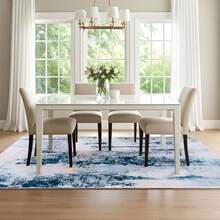 Abstract Area Rug For Living Room, Non-Slip Backing Washable Rug Low Pile Area Rug Carpet For Bedroom Dining Room - 藍色 - 查看 4