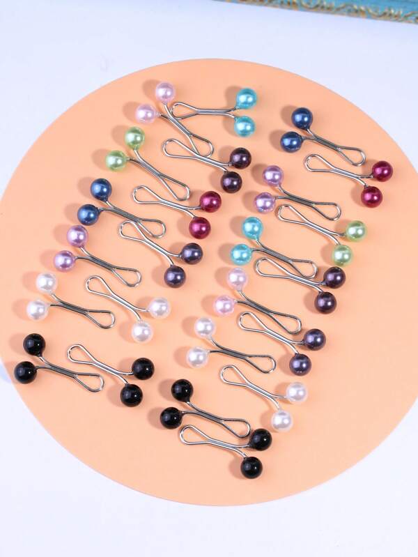 24pcs Women Brooches, Scarf Clips, Shawl Pins, Headscarf Clips, Scarf Shawl Pins, Pearl Scarf Pins, Safety Pins For Sweater