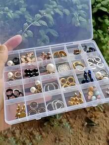 1pc Plastic Storage Box 10-28 Grid With Slot Beaded Anti-String Grid Jewelry Classification Parts Division Box Jewelry Box Organizer Jewelry Storage Box Compartment Jewelry Earring Bead Craft Display Container Organizer Back To School