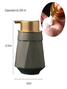 Set dos dispensadores baño cerámica jabón loción manos accesorios elegante presentación moderna resistente fácil recarga diseño decorativo multiusos ideal tocador baño hogar funcionalidad máxima material premium protección higiene organización limpieza - Gris - Ver 2