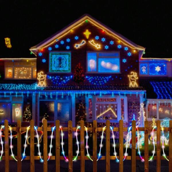 Solar Powered LED Tube Lights, LED String Lights, 8 Modes LED Rope Lights, Copper Wire LED Lights, Flexible Solar Powered String Lights, Multi-Color Options, For Decorative Lighting, Wedding, Party, Christmas Tree, Easter, Halloween, Holiday Decor, Lighting