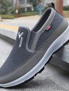 1 Pair Men'S Slip-On Loafers - Solid Color Fabric Upper, Comfortable TPR Sole, Lightweight Walking Shoes For Men - Grey - View 3