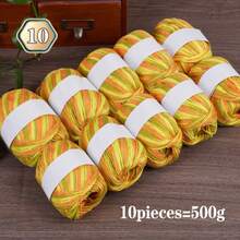 10 包，500 克，彩色桑蚕丝纱线，渐变花色纱线，手工编织毛衣、背心、披肩等。