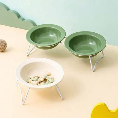 Minimalistische einfarbige fliegende Untertasse förmige Schüssel mit Ständer, Keramik-Haustier-Schüssel für Katzen und Hunde, Wasser-/Futternapf