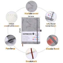1 pieza Cuaderno A5 con estampado de veta de mármol y cinta de sujeción, sin bolígrafo incluido - A5 - Ver 5