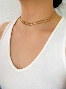 MECYLIFE 1 件时尚不锈钢几何双层星形颈链，适合女士日常佩戴 - 星星頸鍊 - 查看 2