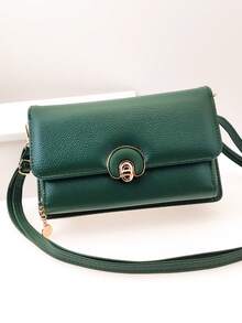 新款斜挎包多功能大容量双层拉链手机钱包时尚简约百搭软包休闲度假约会女士钱包零钱包 - 綠色 - 查看 2