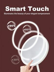 1 pieza Espejo de maquillaje LED con aumento 5X, luz ajustable a 3 colores con control táctil, giro de 90°, recargable - Espejo de tocador/viaje portátil, regalo perfecto para mujeres/madres - Multicolor - Ver 6