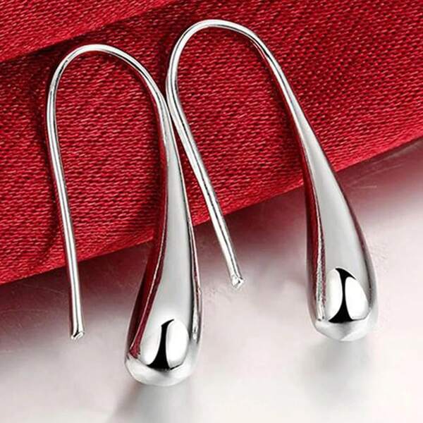 925 Sterling Silver Water Drop Pendants Hoop Earrings For Women Wedding Party Luxury Fashion Jewelry 2025 Christmas Gift