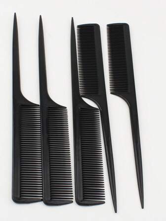 3/5 stuks effen gekleurde staartkam, antistatische salonkam voor lang haar voor haarstylisten, dichtgetande plastic kam