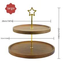 1pc Wooden Cake Stand Tray,Multi-Tier Cupcake Tower Cake Tray, Party Cake Cookie Snack Dessert Tray, DIY Cake Decorating Supplies - Brown - View 9