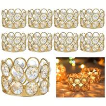 Set Of 10/4/1 Silver & Gold Crystal Candle Holders, Perfect For Elegant Dining Table Centerpieces, Weddings, Parties And Creative Gifts, Suitable For Decorating Christmas, Halloween And Other Holidays