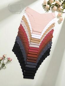 20 Pcs Women's Seamless V-Shape Brazilian Sexy Comfortable Solid Color Panties