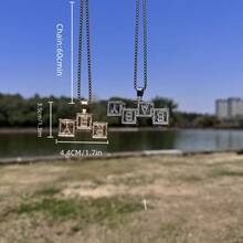 Exclusive Customized Hip-Hop Style Small Square Necklace, Fried Street Fashion, Suitable For Men And Women - Gold - View 3