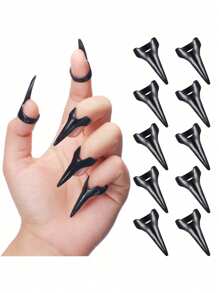 10-Piece Hair Division Kit Gothic Nail Finger Role Play Claw Metal Full Ring For Braiding, Curling, Hair Extensions, Wigs And Accessories Halloween