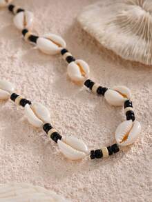 1pc Fashionable Shell Necklace, Casual Everyday Wear For Men - Black and White - View 4