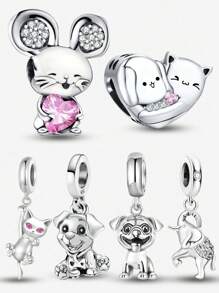 1Pc Fashionable Cute Pet Puppy Series Charm Bead Fit For Women Bracelets Bangles DIY Jewelry Making And Daily Outfit Matching Jewelry Decoration For Girls