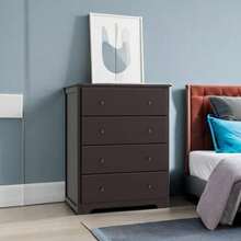 White Dresser, 4 Drawer Dressers Chest Of Drawers, Modern Tall Dresser, Wood Drawer Chest Storage Cabinet For Living Room, Hallway, Entryway, Home Office, Ivory White - 深棕色 - 查看 6