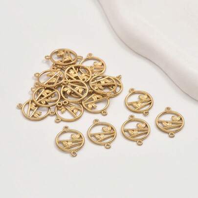 10pcs Vintage Brass Double Loop Bamboo Design Charm Pendants, DIY Jewelry Making Accessory, For Necklace, Bracelet, Beading