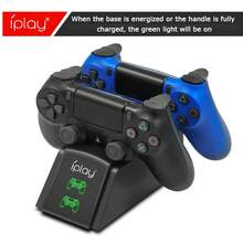 iplay Estación de carga rápida para Playstation 4 con indicador de carga LED y cable de carga micro USB, cargador dual USB para controladores/mandos de /Slim/Pro (Negro) - Negro - Ver 4