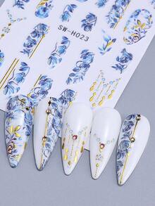 11款春夏花卉美甲贴纸，樱花花瓣美甲DIY，优雅时尚日韩风，滑动式美甲装饰贴纸，女士及女孩美甲用品，节日美甲礼物 - 彩色 - 查看 8