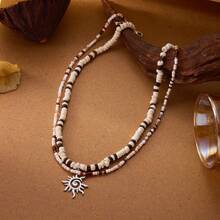 1pc Shell, Surfer, Wooden Beaded, Coconut Shell, Beach Style Necklace, Perfect For Summer Hawaii Beach Jewelry - Multicolor - View 4