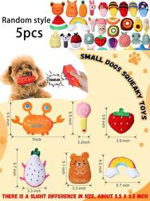 5Pcs Random stylesDog Squeaky Toys Bulk for Small Puppy Dog Stuffed Plush Chew Toys Small Medium Dogs PET Toys with Squeakers for Puppies