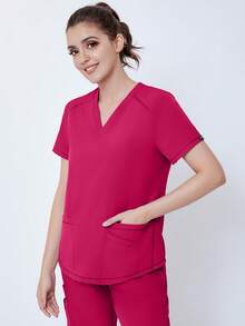 (Four-Piece Set) Scrubs Uniform Women's Running Matte Elastic Sports Nurse  Uniform Wash Clothes Work Clothes Breathable Scrub Shirt - 綠色 - 查看 3