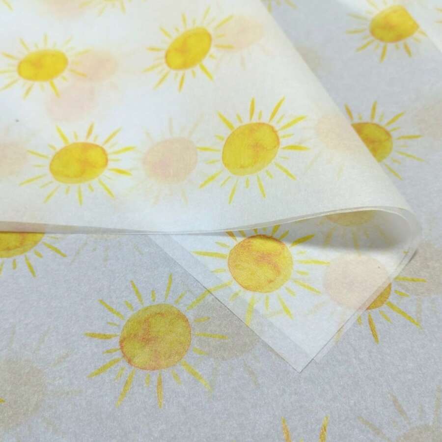 10/50/100 张黄色太阳印花礼品包装薄纸，适用于 DIY 工艺品、派对礼品、鲜花/衣服包装、生日礼物和各种场合装饰 - 黃色太陽 - 查看 1