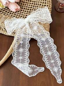 1件优雅蕾丝刺绣围巾头带蝴蝶结发箍，飘逸甜美造型头巾发带吸汗带，秋冬季女士度假装扮发饰，柔软头巾 - 彩色 - 查看 15