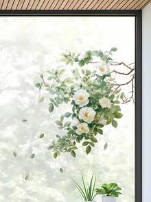 1 pieza Calcomanía para tapa de inodoro con diseño de flor y hoja verde, calcomanía floral modernista para inodoro - PVC impermeable, adhesivo para decoración de baño, decoración de pared, decoración del hogar, decoración de dormitorio (30cm x 45cm) para arte de pared del baño, decoración del hogar, decoración de la sala de estar, artículos de decoración de primavera para refrescar su hogar, para el Día de la Madre y los adhesivos decorativos del baño, regalos conmemorativos de graduación y cumpleaños