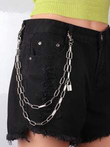 6pcs Metal Butterfly Lock Pendant Chain, Minimalist Design Versatile Body Chain Necklace, Accessory