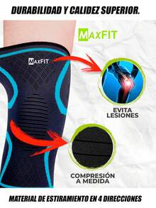 MAXFIT SPORTS PACK de 2pz de Coderas deportivas de compresión y  PAR de Rodilleras Elástica Gym Sport  / Modelo HZ001 y Hx900 MAXFIT - Azul - Ver 3