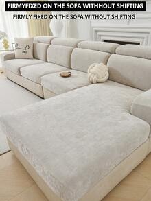 1件装弹力沙发套，防滑全覆盖沙发座套，400克高克重雪尼尔面料，四季皆宜，可机洗，防尘，宠物友好，适用于卧室、办公室、客厅组合空间以及L型沙发和1/2/3/4座沙发套 - 淺灰色 - 查看 7