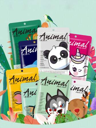 8pcs/Pack (Randomly Assorted Design) 25g/Pc Cartoon Animal Face Masks, Firming, Moisturizing, Nourishing Skin