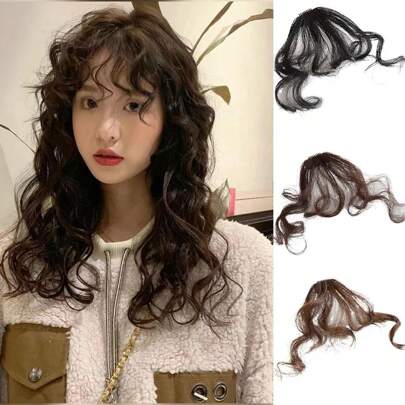 Perruque avec frange femme, frange d'air naturelle, frange sans couture en laine enroulée, pièce de perruque avec frange Qi