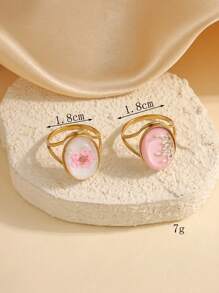 2 Stücke elegante golden Blumen Edelstahl Ringe Set, jede Blume einzigartig, geeignet für täglichen Gebrauch von Frauen oder als Geschenk