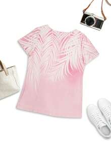 Modische und leichte Damen Lässig & Elegante Slim Fit T-Shirts, vielseitig einsetzbar für Ausgehen, Zuhause, Reisen, Arbeit, rosa florales Kurzarm T-Shirt für Frühling/Sommer