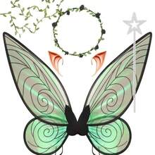 1件成人仙女翅膀，蝴蝶翅膀，天使翅膀，女士仙女服装装扮派对礼物，仙女翅膀4件套 - 彩色 - 查看 7