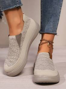 New Mesh Breathable Casual Soft Sole Sneakers, Anti-Slip Slip-On Comfort Shoes For Women