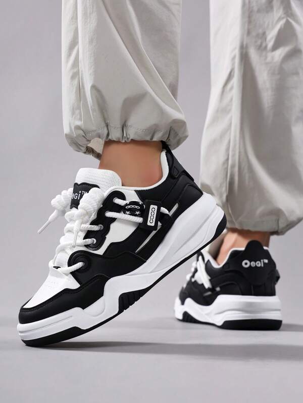 أحذية طالب أربعة مواسم للرجال مصنوعة من جلد البو المضاد للانزلاق والقابل للتهوية، ذات أصابع مستديرة، قصيرة الرقبة، وبنعل سميك، وزيادة في الارتفاع، أحذية سكيت بورد، أحذية ضخمة