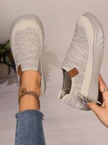 New Mesh Breathable Casual Soft Sole Sneakers, Anti-Slip Slip-On Comfort Shoes For Women