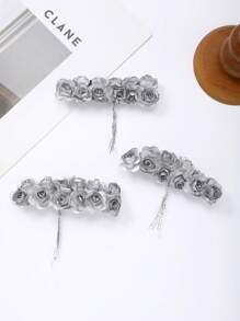 3 lots de roses miniatures artificielles en papier de couleurs mélangées, fleurs artisanales petites pour artisanat, fleurs miniatures pour bouquet de mariage. Fleurs en papier miniatures avec tiges pour artisanat DIY, scrapbooking et embellissement