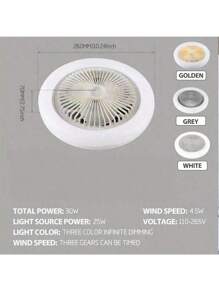 1 pezzo Ventilatore da soffitto a LED con telecomando intelligente, funzioni di aromaterapia e ventilazione, 30W