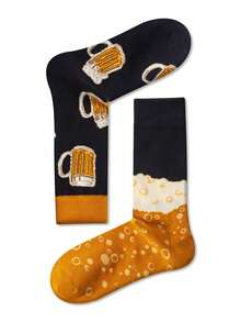 1 Pair Ombre Beer Patterned Unisex Mid-Calf Socks - Multicolor - View 2