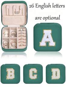 1pc Customizable Alphabet Jewelry Box Portable Jewelry Travel Storage Bag Mini Pearl Jewelry Box Bridesmaid Gift Box Compact Jewelry Box Earring Necklace Ring Jewelry Storage PU Leather Jewelry Box Creative Portable Jewelry Box Earring Gift Box Valentine's Day Gift Mother's Day Gift Halloween Gift Christmas Gift Bathroom Accessories Back To School
